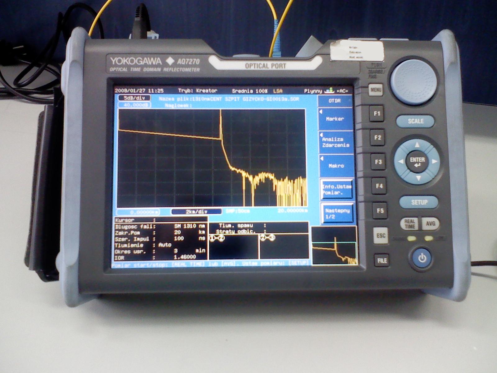 OTDR test ekran görüntüsü